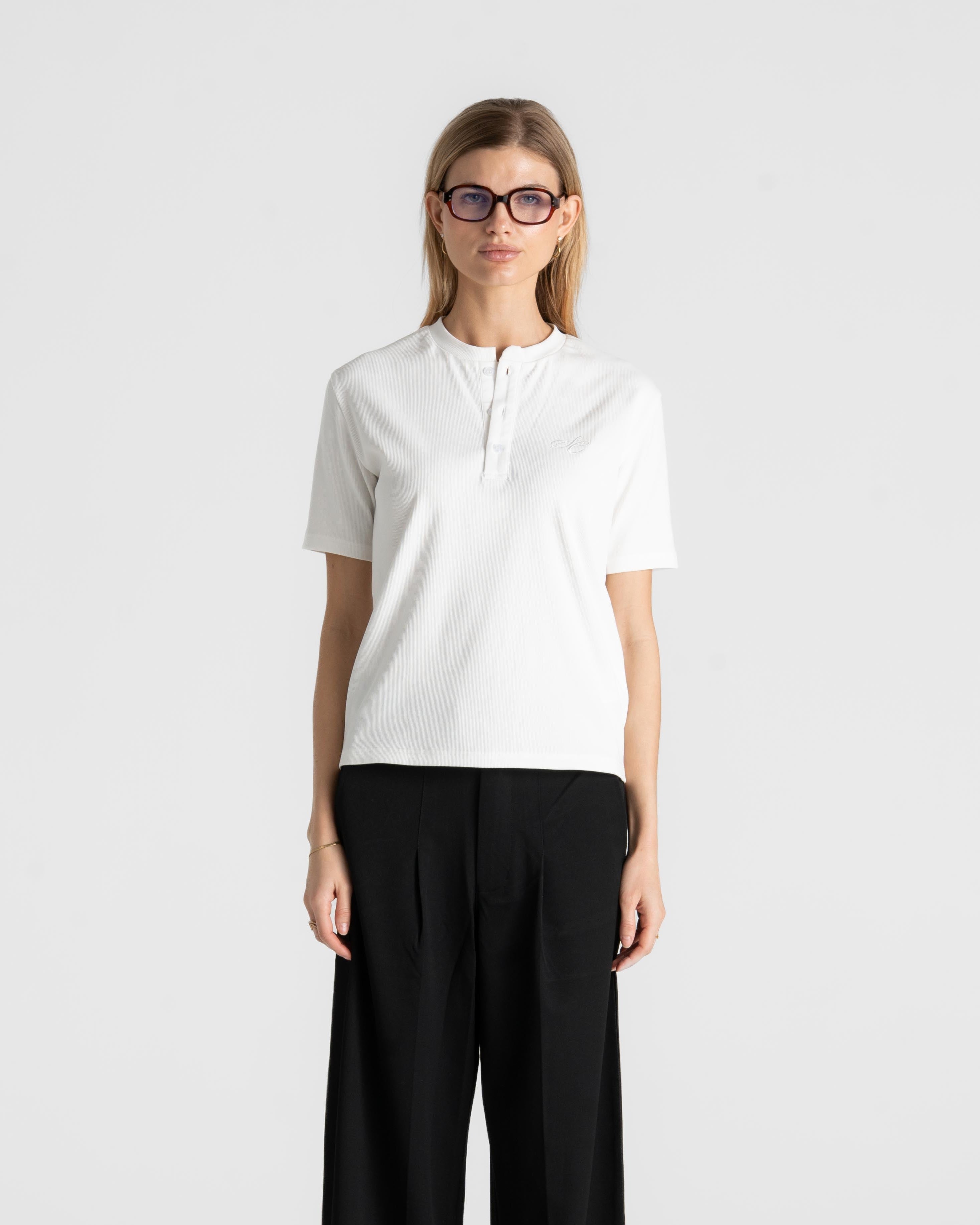 Henley Short Sleeve White dame